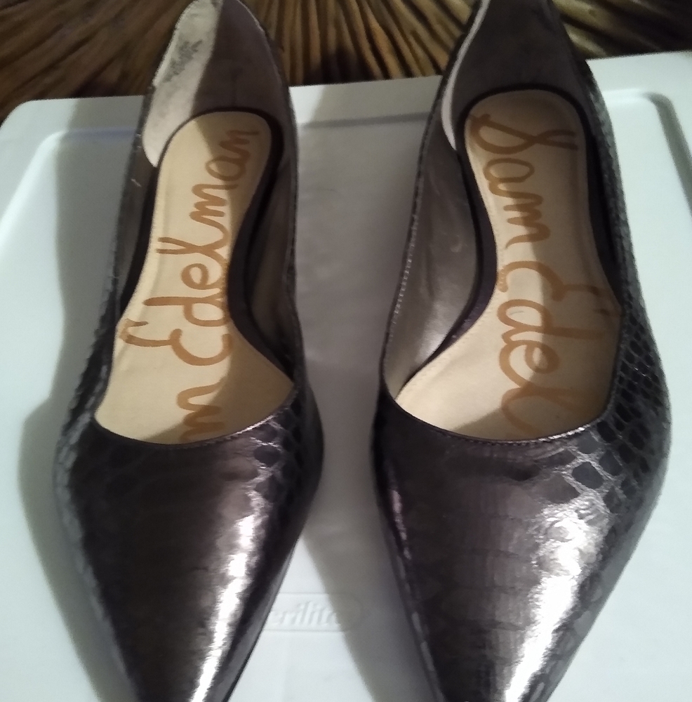 Sam Edelman snake embossed bronze flat